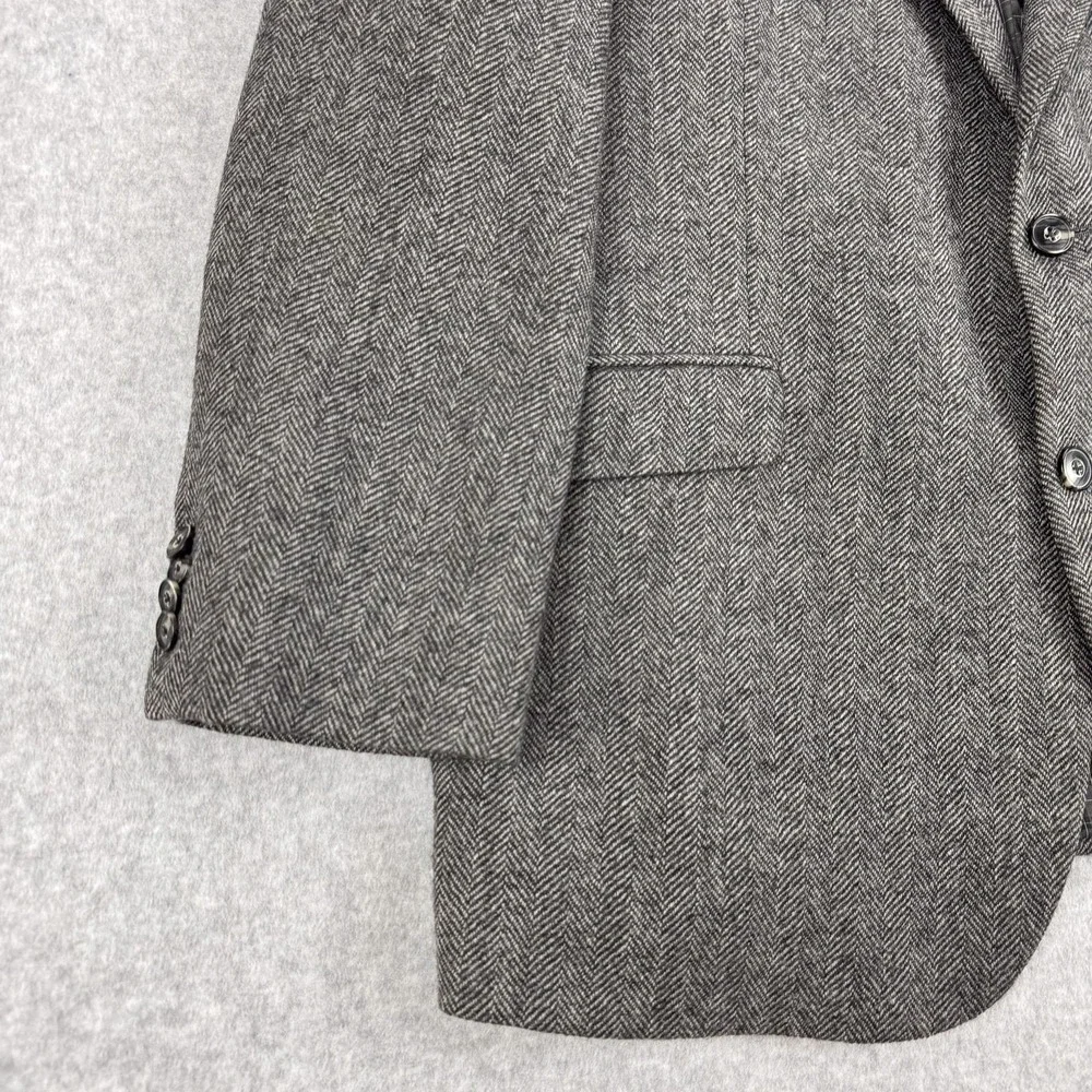Jos‎ A Bank 1905 Blazer Mens 44 Short Gray Herringbone Wool Sport Coat Jacket